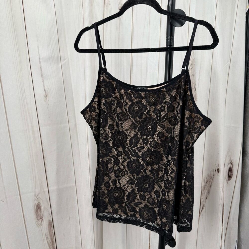 Venus Women’s 1X Lace Patterned Tank Top Y2K Style 2000s Spaghetti Strap